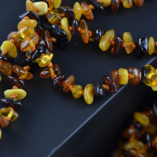Amber necklace polished multicolour chips